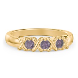 Hugs & Kisses XOXO Ring with 2-5 Stones in 10K Solid Yellow Gold