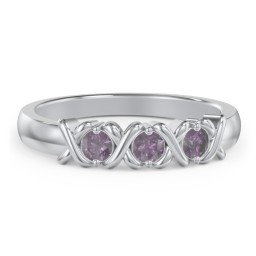 Hugs & Kisses XOXO Ring with 2-5 Stones in 925 Sterling Silver