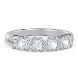Hugs & Kisses XOXO Ring with 2-5 Stones in 925 Sterling Silver