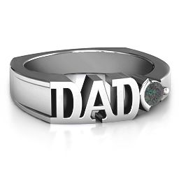 Greatest Dad Birthstone Men's Ring in 925 Sterling Silver