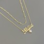 Personalized Name Necklace Layering Set with Ball Station Chain