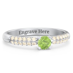 1/4 ct. Round Gemstone Engagement Ring with Double Row Accents in 925 Sterling Silver