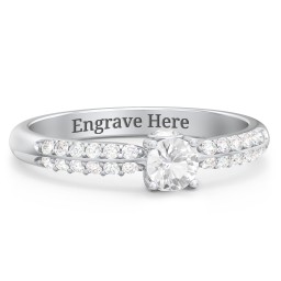 1/4 ct. Round Gemstone Peek-A-Boo Engagement Ring with Double Row Accents