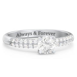 1/2 ct. Round Gemstone Engagement Ring with Double Row Accents in 925 Sterling Silver