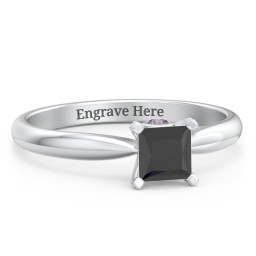1/2 ct. Princess Gemstone Peek-A-Boo Engagement Ring with Tapered Band in 925 Sterling Silver