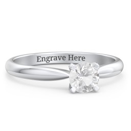 1/2 ct. Round Gemstone Engagement Ring with Tapered Band