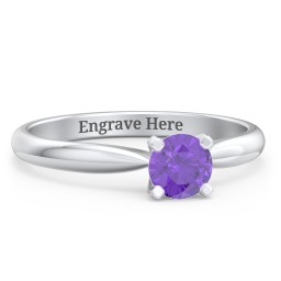 1/2 ct. Round Gemstone Engagement Ring with Tapered Band in 925 Sterling Silver with Amethyst