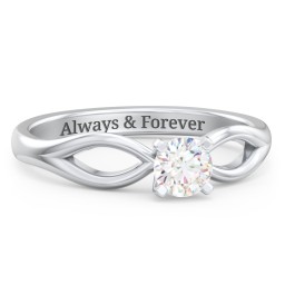 1/3 ct. Round Gemstone Split Engagement Ring in 925 Sterling Silver