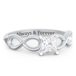 1/2 ct. Princess Gemstone Infinity Engagement Ring in 925 Sterling Silver
