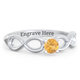 1/4 ct. Round Gemstone Infinity Engagement Ring in 925 Sterling Silver with Citrine