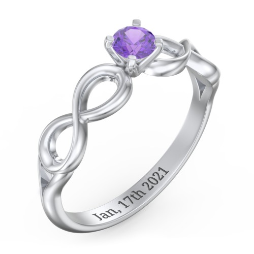 1/4 ct. Round Gemstone Infinity Engagement Ring – Sterling Silver with Amethyst