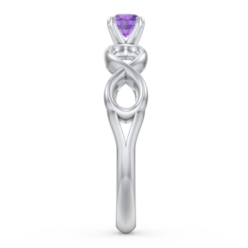 1/4 ct. Round Gemstone Infinity Engagement Ring – Sterling Silver with Amethyst