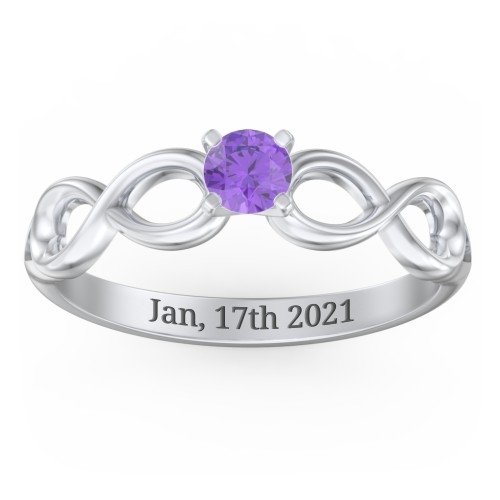 1/4 ct. Round Gemstone Infinity Engagement Ring – Sterling Silver with Amethyst