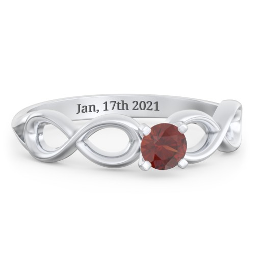 1/4 ct. Round Gemstone Infinity Engagement Ring – Sterling Silver with Garnet