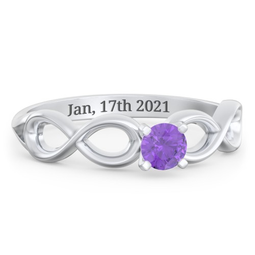 1/4 ct. Round Gemstone Infinity Engagement Ring – Sterling Silver with Amethyst