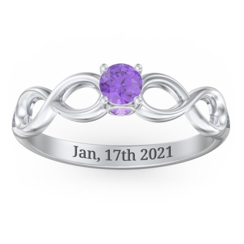 1/4 ct. Round Gemstone Infinity Peek-A-Boo Engagement Ring – Sterling Silver with Amethyst