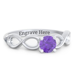 1/2 ct. Round Gemstone Infinity Engagement Ring in 925 Sterling Silver with Amethyst
