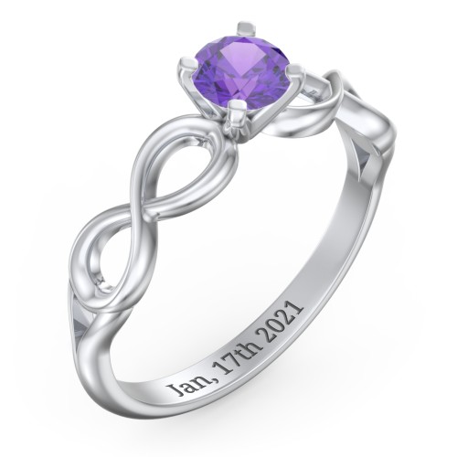 1/2 ct. Round Gemstone Infinity Engagement Ring – Sterling Silver with Amethyst