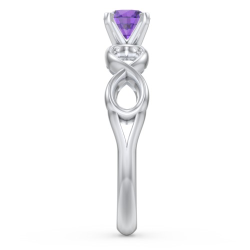 1/2 ct. Round Gemstone Infinity Engagement Ring – Sterling Silver with Amethyst