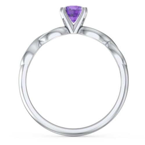 1/2 ct. Round Gemstone Infinity Engagement Ring – Sterling Silver with Amethyst
