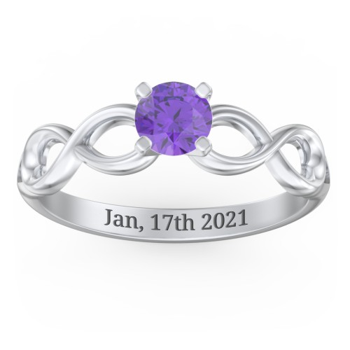 1/2 ct. Round Gemstone Infinity Engagement Ring – Sterling Silver with Amethyst