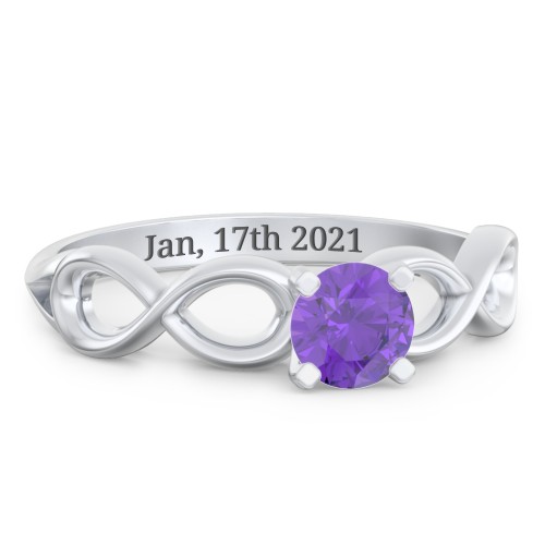 1/2 ct. Round Gemstone Infinity Engagement Ring – Sterling Silver with Amethyst
