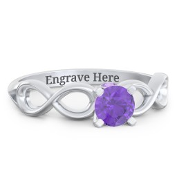 1/2 ct. Round Gemstone Infinity Peek-A-Boo Engagement Ring in 925 Sterling Silver with Amethyst