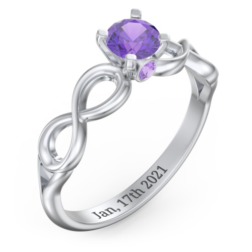 1/2 ct. Round Gemstone Infinity Peek-A-Boo Engagement Ring – Sterling Silver with Amethyst