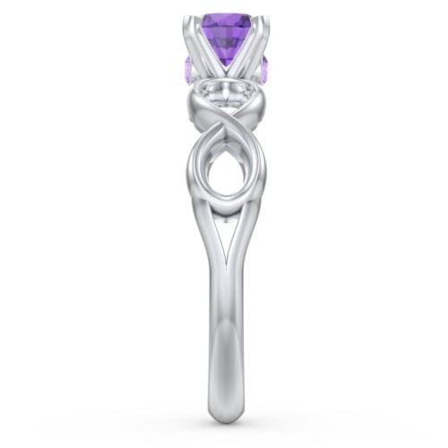 1/2 ct. Round Gemstone Infinity Peek-A-Boo Engagement Ring – Sterling Silver with Amethyst