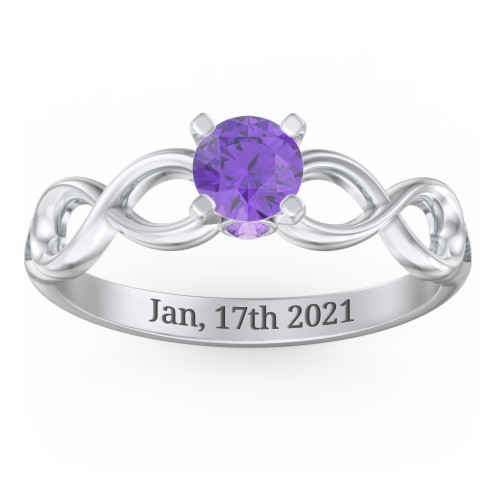 1/2 ct. Round Gemstone Infinity Peek-A-Boo Engagement Ring – Sterling Silver with Amethyst