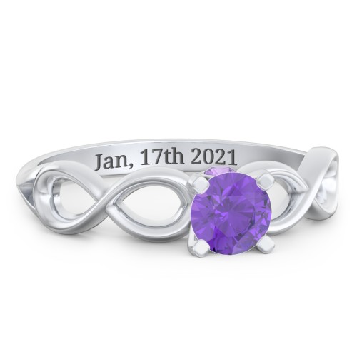 1/2 ct. Round Gemstone Infinity Peek-A-Boo Engagement Ring – Sterling Silver with Amethyst