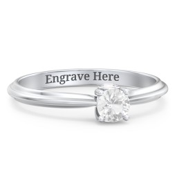 1/4 ct. Round Gemstone Peek-A-Boo Engagement Ring with Ridged Band