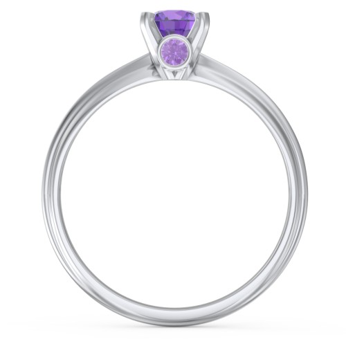 1/2 ct. Round Gemstone Peek-A-Boo Engagement Ring with Ridged Band – Sterling Silver with Amethyst