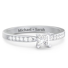 1/4 ct. Princess Gemstone Engagement Ring with Side Accent Stones