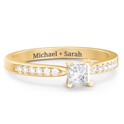 1/4 ct. Princess Gemstone Engagement Ring with Side Accent Stones