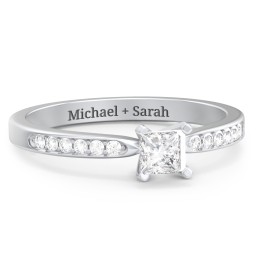 1/4 ct. Princess Gemstone Engagement Ring with Side Accent Stones