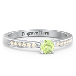 1/4 ct. Round Gemstone Engagement Ring with Side Accent Stones in 925 Sterling Silver