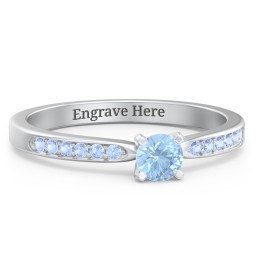 1/4 ct. Round Gemstone Engagement Ring with Side Accent Stones in 925 Sterling Silver