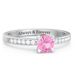1/2 ct. Round Gemstone Peek-A-Boo Engagement Ring with Side Accent Stones in 925 Sterling Silver