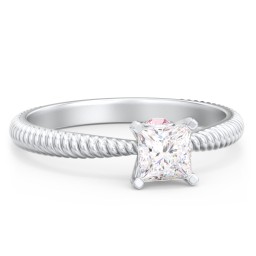 1/2 ct. Princess Gemstone Peek-A-Boo Engagement Ring with Twisted Rope Band