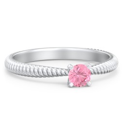 1/4 ct. Round Gemstone Engagement Ring with Twisted Rope Band