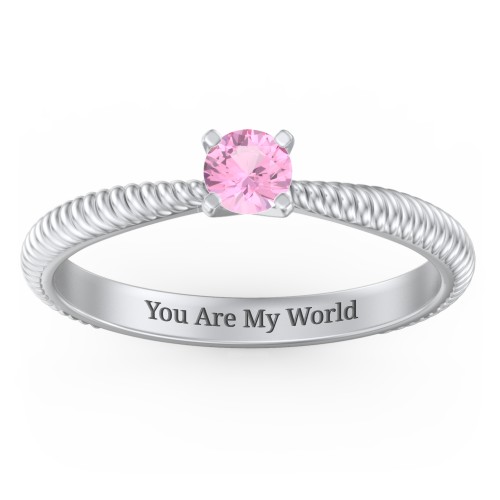 1/4 ct. Round Gemstone Engagement Ring with Twisted Rope Band