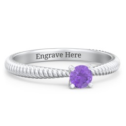 1/4 ct. Round Gemstone Engagement Ring with Twisted Rope Band in 925 Sterling Silver with Amethyst