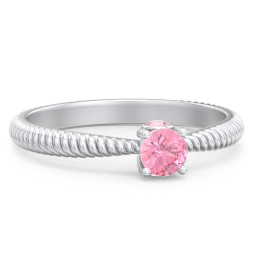 1/4 ct. Round Gemstone Peek-A-Boo Engagement Ring with Twisted Rope Band