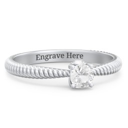 1/4 ct. Round Gemstone Peek-A-Boo Engagement Ring with Twisted Rope Band