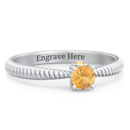 1/4 ct. Round Gemstone Peek-A-Boo Engagement Ring with Twisted Rope Band in 925 Sterling Silver