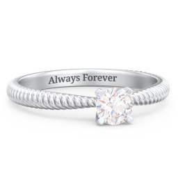 1/3 ct. Round Gemstone Engagement Ring with Twisted Rope Band