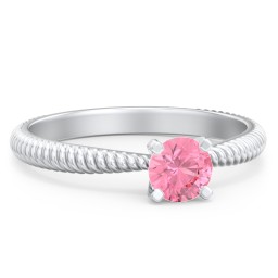 1/2 ct. Round Gemstone Engagement Ring with Twisted Rope Band