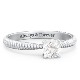 1/2 ct. Round Gemstone Engagement Ring with Twisted Rope Band in 925 Sterling Silver