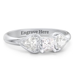 1/4 ct. Princess Gemstone Engagement Ring with Heart Stones